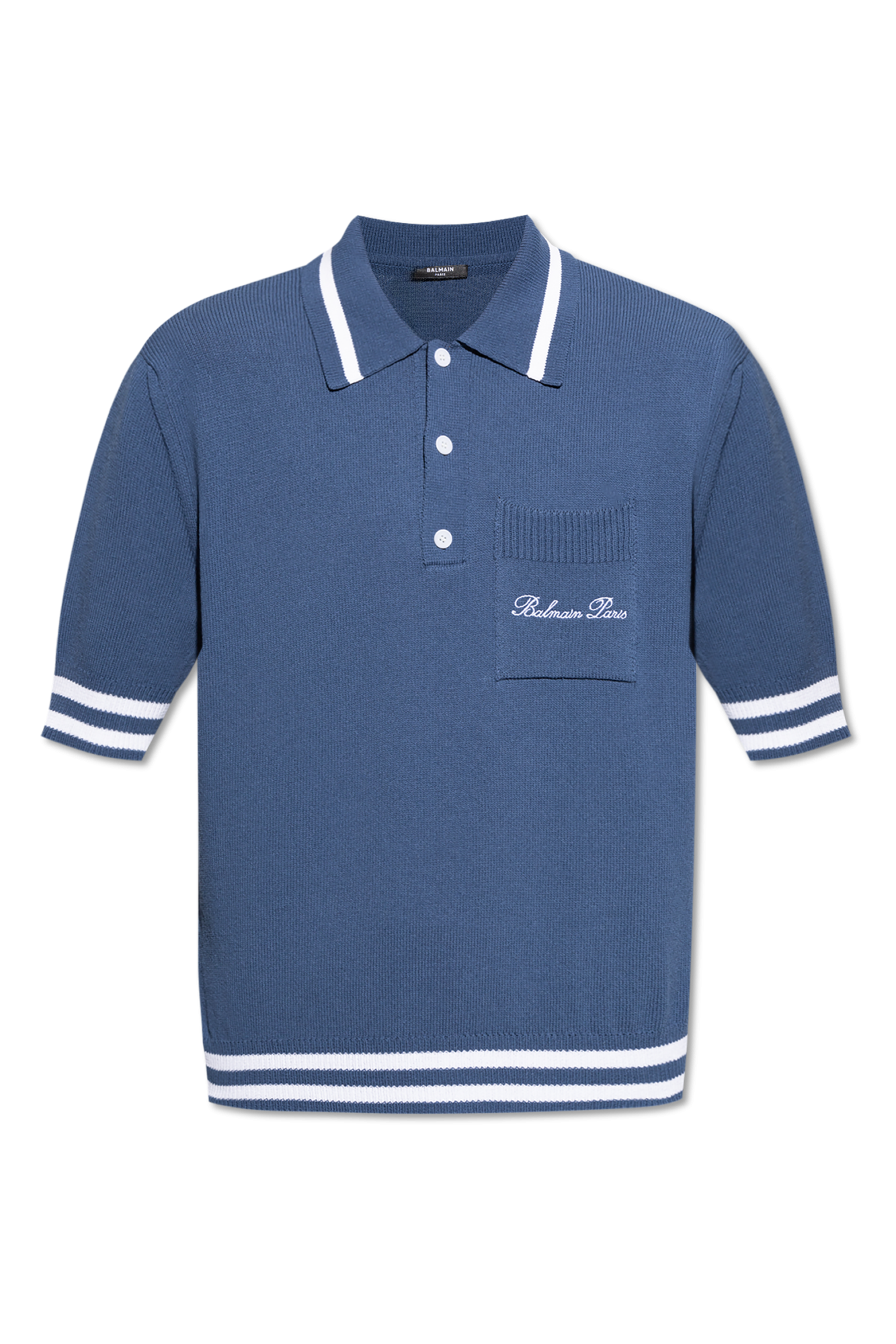 Tシャツ・カットソー BALMAIN Men Polo Shirts DH1EG010BC72SOS Blue Blue Polo with Pocket Balmain - Vitkac AS